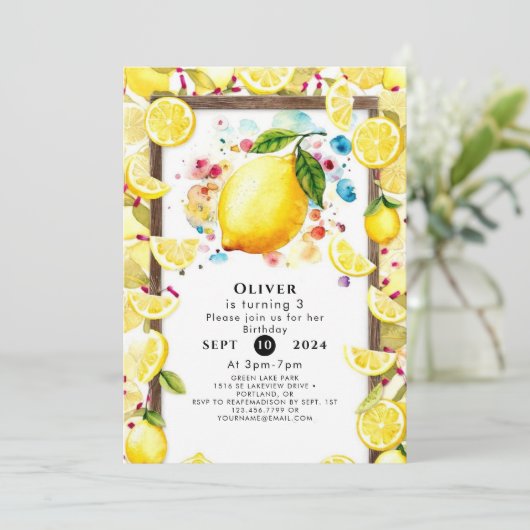 Aangepaste Schattigee citroen Verjaardag Kaart (Staand voorkant)