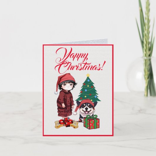 Aangepaste Schattigee Corgi hond met kleine meisje Kaart (Voorkant)