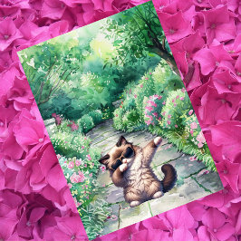 Aangepaste Schattigee Dancing Ragdoll Kat Verjaard Kaart