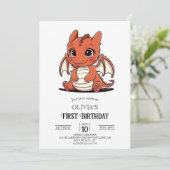 Aangepaste Schattigee digitale draak 1e verjaardag Kaart (Staand voorkant)