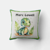 Aangepaste Schattigee Dinosaurus met Naam Sierkuss Kussen (Achterkant)