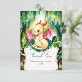 Aangepaste Schattigee Dragon Baby shower Bedankkaart (Staand voorkant)