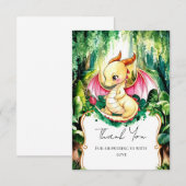 Aangepaste Schattigee Dragon Baby shower Bedankkaart (Voorkant / Achterkant)