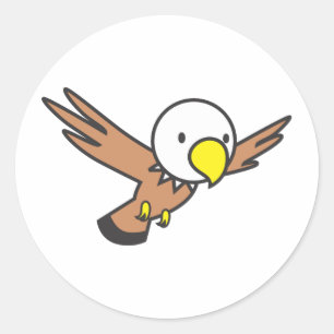 Aangepaste Schattigee Eagle Cartoon Logo Ronde Sticker
