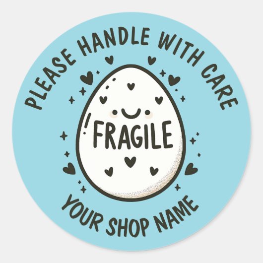 Aangepaste Schattigee Ei Fragile Stickers (Voorkant)