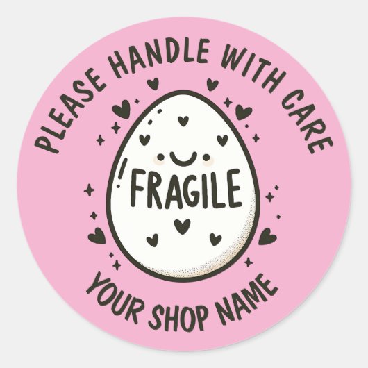 Aangepaste Schattigee Ei Fragile Stickers (Voorkant)