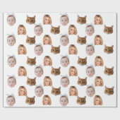 Aangepaste Schattigee Familie Gezicht 3 Foto's Cadeaupapier (Vlak)