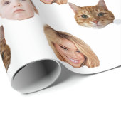 Aangepaste Schattigee Familie Gezicht 3 Foto's Cadeaupapier (Rol Hoek)