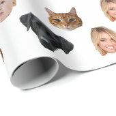 Aangepaste Schattigee Familie Gezicht 4 Foto's Cadeaupapier (Rol Hoek)