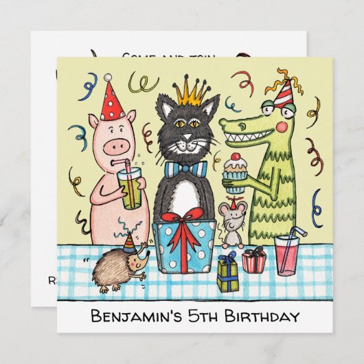 Aangepaste Schattigee feestbeesten Verjaardagsuitn (Voorkant / Achterkant)