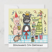 Aangepaste Schattigee feestbeesten Verjaardagsuitn (Voorkant)