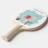 Aangepaste Schattigee Fiesta Llama & Cactus Tafelt Tafeltennisbatje (Voorkant Gekanteld)