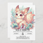 Aangepaste Schattigee Fox Digitale Verjaardag Kaart (Voorkant / Achterkant)