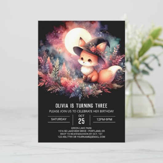 Aangepaste Schattigee Fox Verjaardag digitaal Kaart (Staand voorkant)