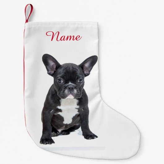 Aangepaste Schattigee Franse Bulldog Puppy Kleine Kerstsok (Voorkant)