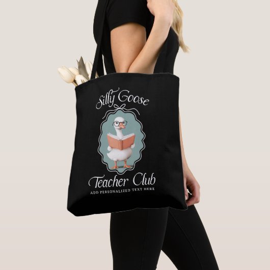 Aangepaste Schattigee Gekke Gans Teacher Club Tote Bag (Dichtbij)