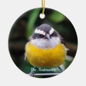 Aangepaste Schattigee gele borstvogel foto geperso Keramisch Ornament (Voorkant)