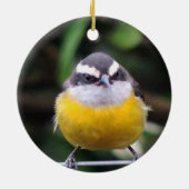 Aangepaste Schattigee gele borstvogel foto geperso Keramisch Ornament (Achterkant)