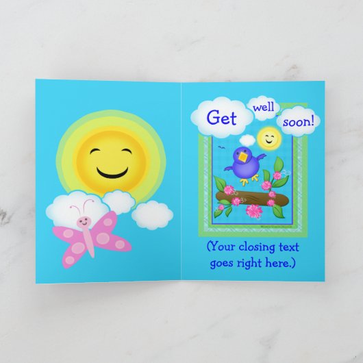 Aangepaste Schattigee Get Well Soon Wenskaart. Kaart (Binnen)