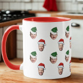 Aangepaste Schattigee Gezicht 2 Foto's Santa Hat K Mok