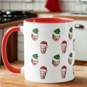 Aangepaste Schattigee Gezicht 2 Foto's Santa Hat K Mok