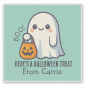 Aangepaste Schattigee Ghost met Halloween Snoep Tr Sticker (Voorkant)