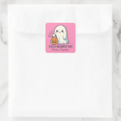 Aangepaste Schattigee Ghost met Halloween Snoep Tr Vierkante Sticker (Tas)