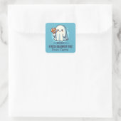 Aangepaste Schattigee Ghost met Snoep Halloween Tr Vierkante Sticker (Tas)