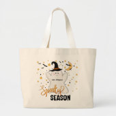 Aangepaste Schattigee Ghost Spooky Seizoen Grote Tote Bag (Voorkant)