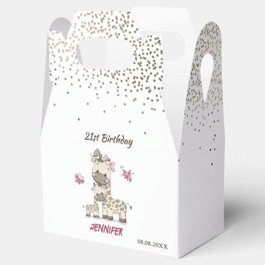 Aangepaste Schattigee Giraffes Verjaardagsgunstdoz Bedankdoosjes (Geopend)