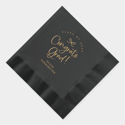 Aangepaste Schattigee Girly Bow Congrats Afstudeer Folie Servetten (Rechts)