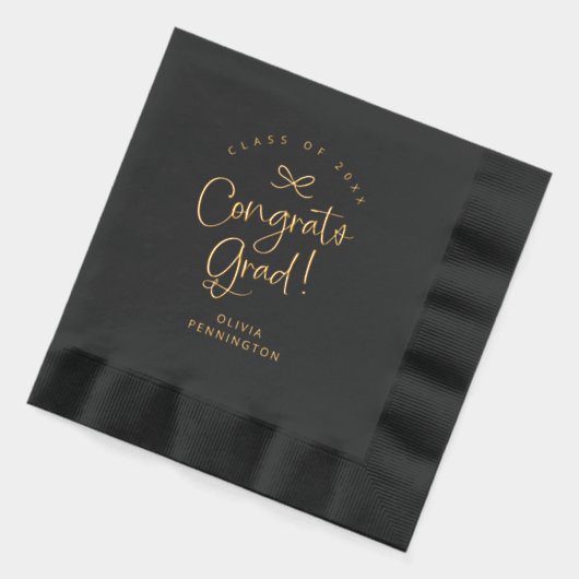 Aangepaste Schattigee Girly Bow Congrats Afstudeer Folie Servetten (Links)