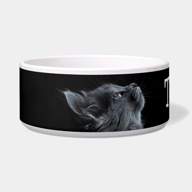 Aangepaste Schattigee Grey Cat Pet Bowl Voerbakje (Links)