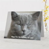 Aangepaste Schattigee Grijs Kat Foto Spint-fect Ve Kaart (Gele Bloem)