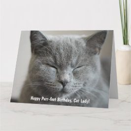 Aangepaste Schattigee Grijs Kat Foto Spint-fect Ve Kaart