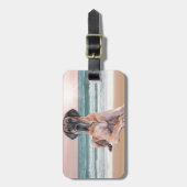 Aangepaste Schattigee Grote Deen Hond Zittend op h Bagagelabel (Voorkant verticaal)