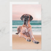 Aangepaste Schattigee Grote Deen Hond Zittend op h Briefpapier (Voorkant / Achterkant)