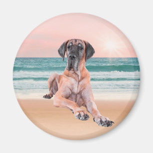 Aangepaste Schattigee Grote Deen Hond Zittend op h Magneet