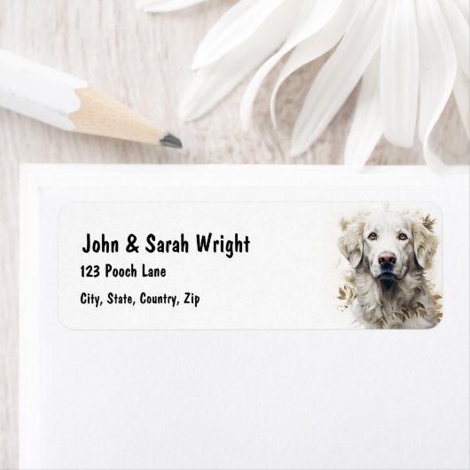 Aangepaste Schattigee Grote Pyreneese Hond Adres L Etiket (Insitu)