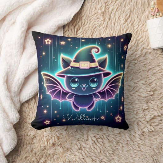 Aangepaste Schattigee Halloween Bat Met Heks Pet N Kussen (Deken)