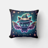 Aangepaste Schattigee Halloween Bat Met Heks Pet N Kussen (Voorkant)