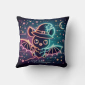 Aangepaste Schattigee Halloween Bat Witch's Pet Mo Kussen (Achterkant)
