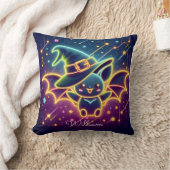 Aangepaste Schattigee Halloween Bat Witch's Pet Nu Kussen (Deken)