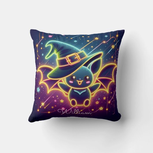 Aangepaste Schattigee Halloween Bat Witch's Pet Nu Kussen (Achterkant)
