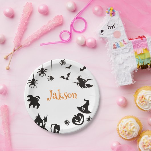 Aangepaste Schattigee Halloween Naam Papieren Bord (Feest)