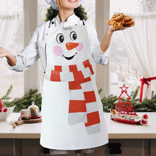 Aangepaste Schattigee Happy Smiling Snowman gezich Schort