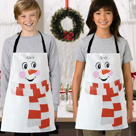 Aangepaste Schattigee Happy Smiling Snowman gezich Schort