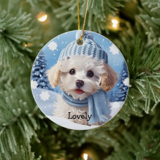 Aangepaste Schattigee Hond 1 Foto Kerst Ornament (Boom)