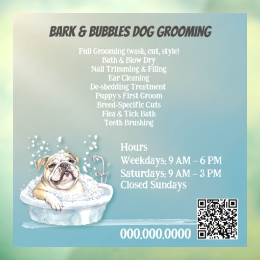 Aangepaste Schattigee hond Pet Grooming Raamsticker (Vel 3)