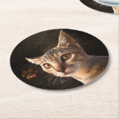 Aangepaste Schattigee Huisdier Kitten Kat Hond Fot Ronde Kartonnen Onderzetter (Gebogen)